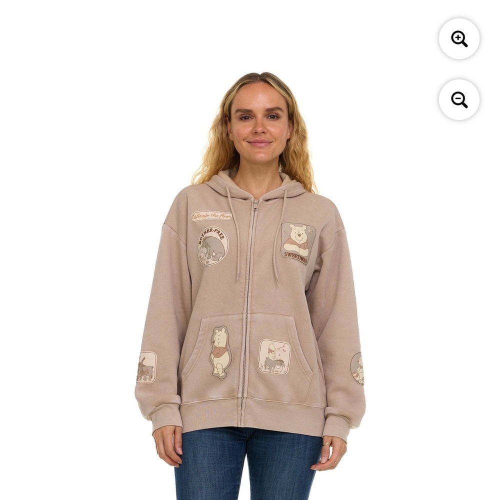 Disney Tan Hoodie with Winnie the Pooh Graphics L NWT